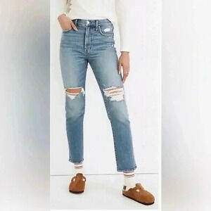 Madewell “the perfect vintage jean” high rise distressed slim fit denim jean 24